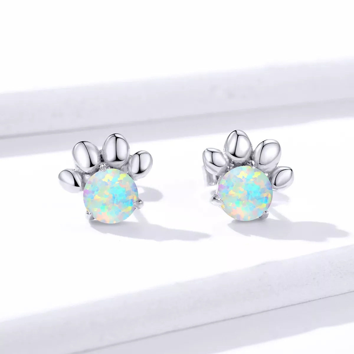 Pandora Style Opal Pet Seal Stud Earrings - BSE346