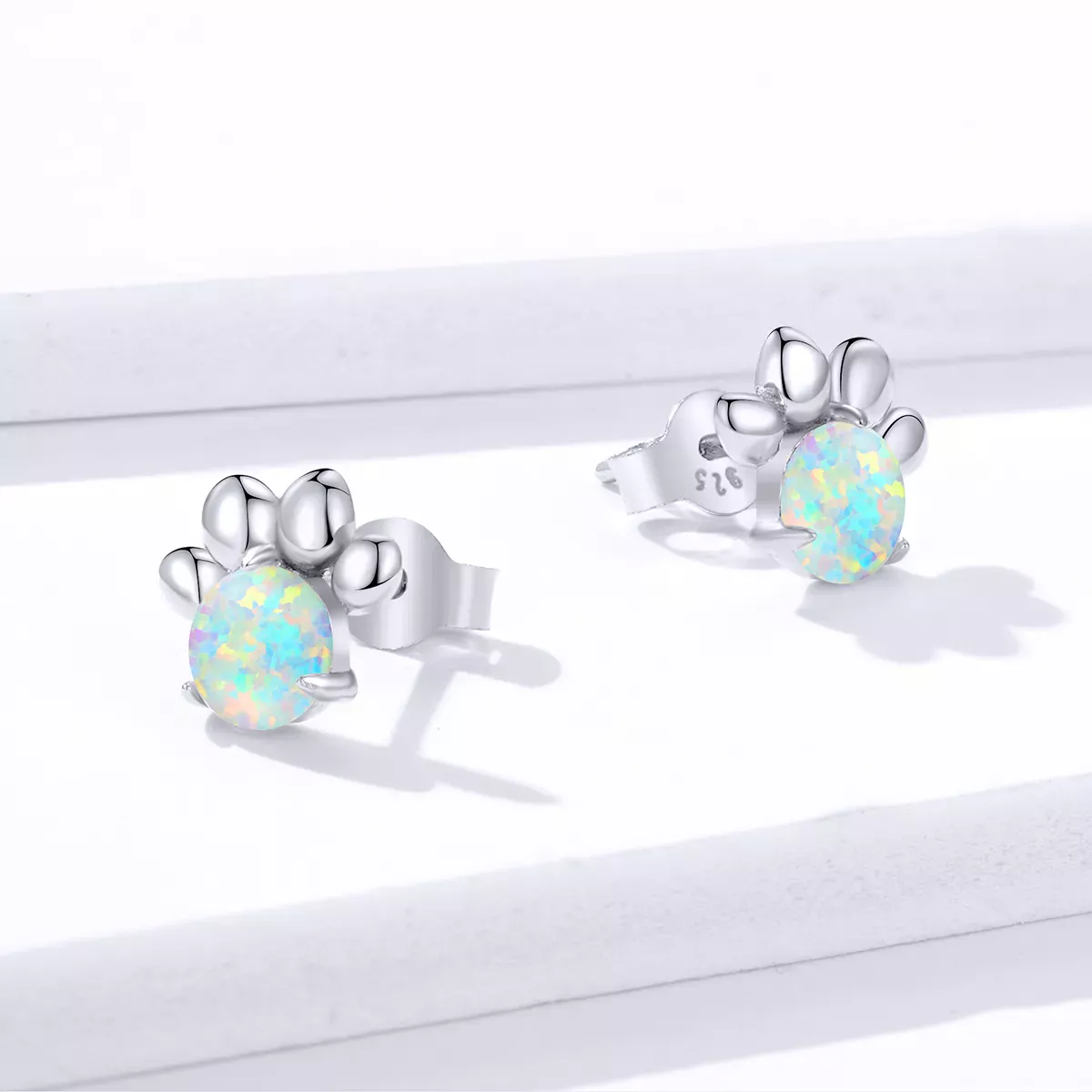 Pandora Style Opal Pet Seal Stud Earrings - BSE346