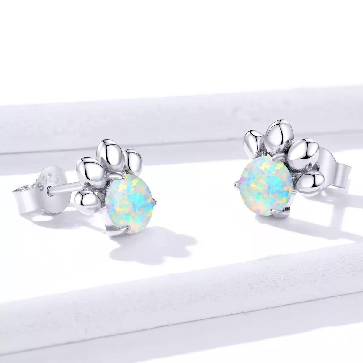Pandora Style Opal Pet Seal Stud Earrings - BSE346