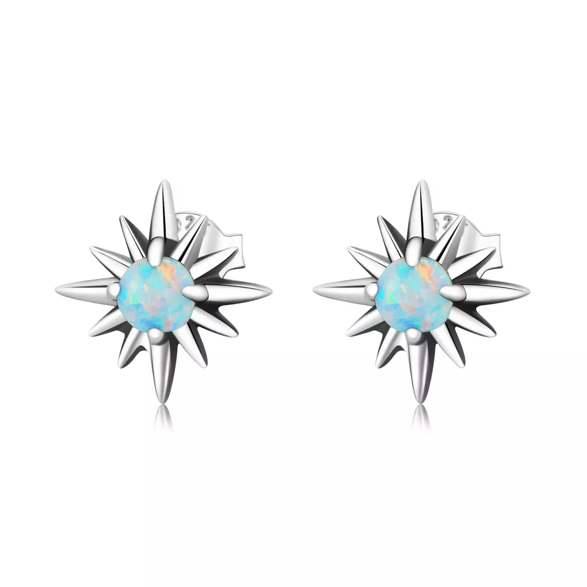 Pandora Style Opal Star Stud Earrings - BSE581 Pandora Style Opal Star Stud Earrings - BSE581