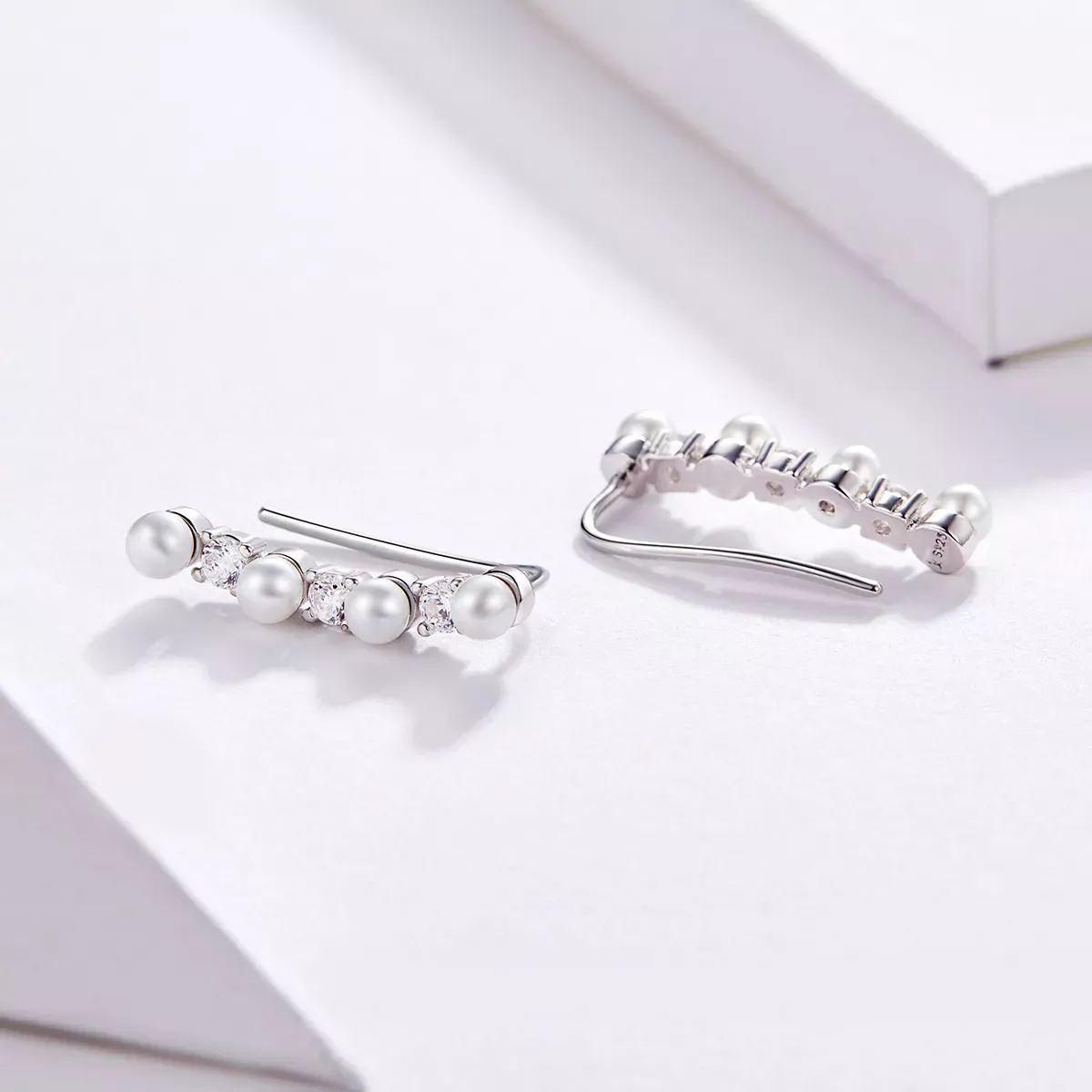 Pandora Style Pearl Stud Earrings - BSE118