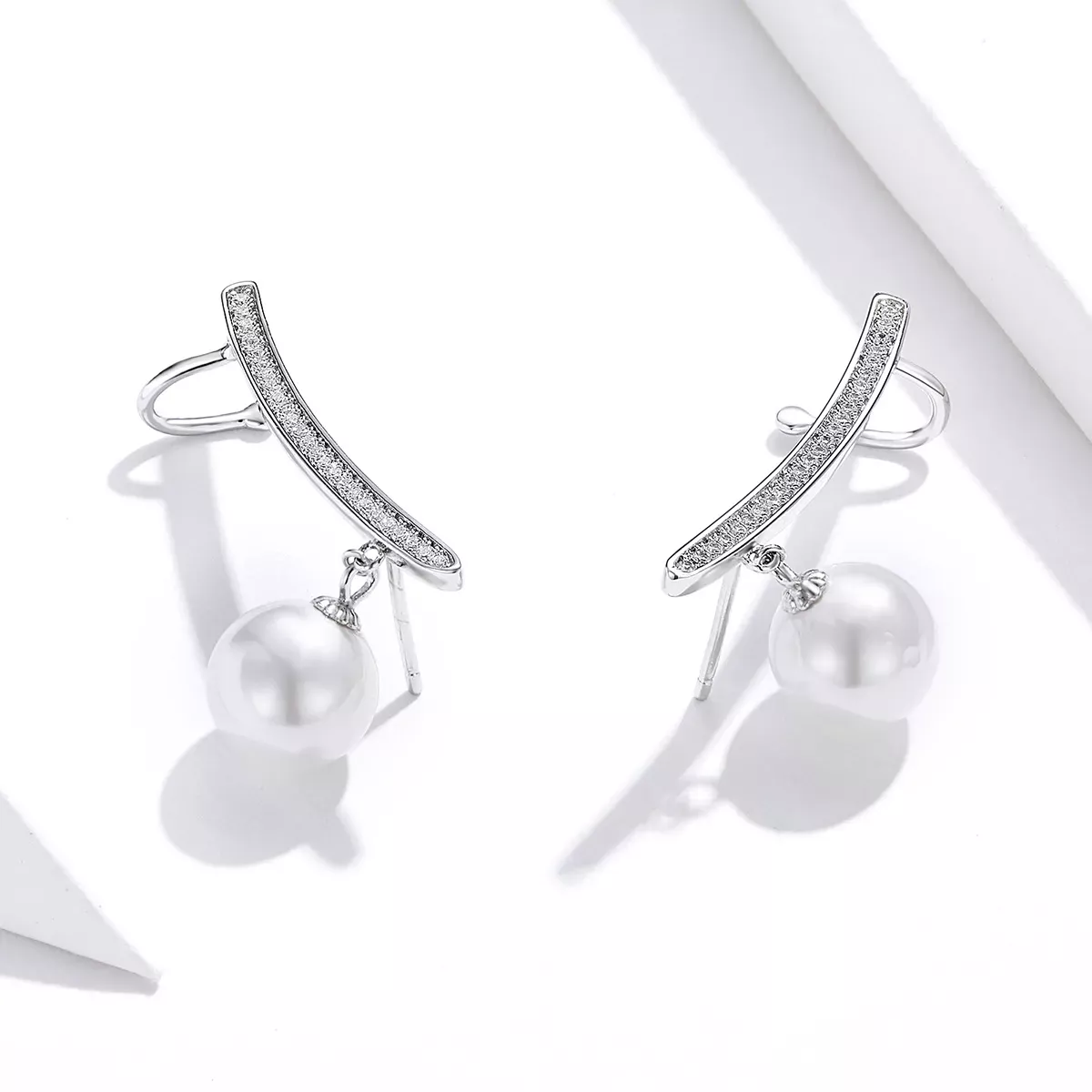 Pandora Style Pearl Stud Earrings - BSE299