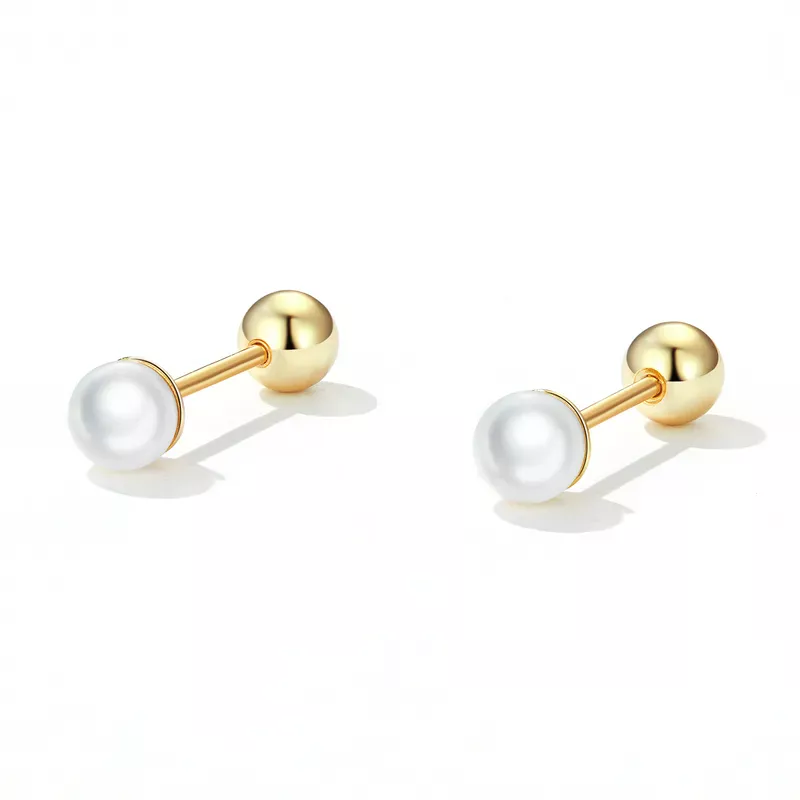 Pandora Style Pearl Stud Earrings - BSE630-BL