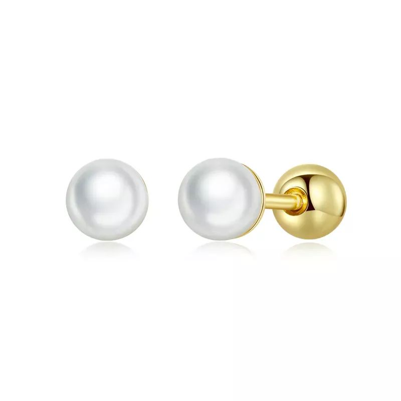 Pandora Style Pearl Stud Earrings - BSE630-BS Pandora Style Pearl Stud Earrings - BSE630-BS