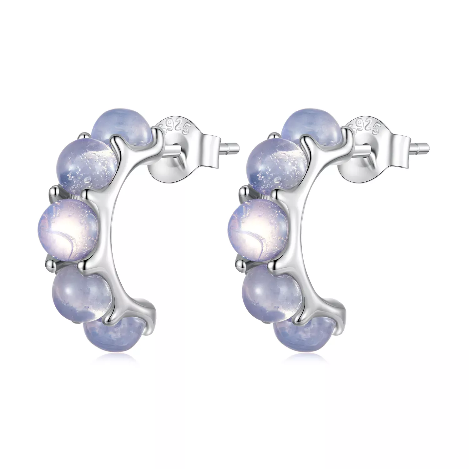 Pandora Style Pink Glass Stud Earrings - SCE1452