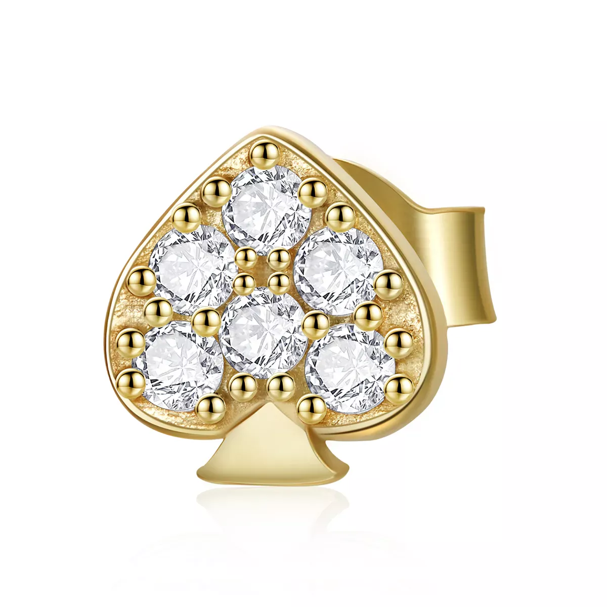 Pandora Style Poker - Spades Stud Earrings - SCE1054