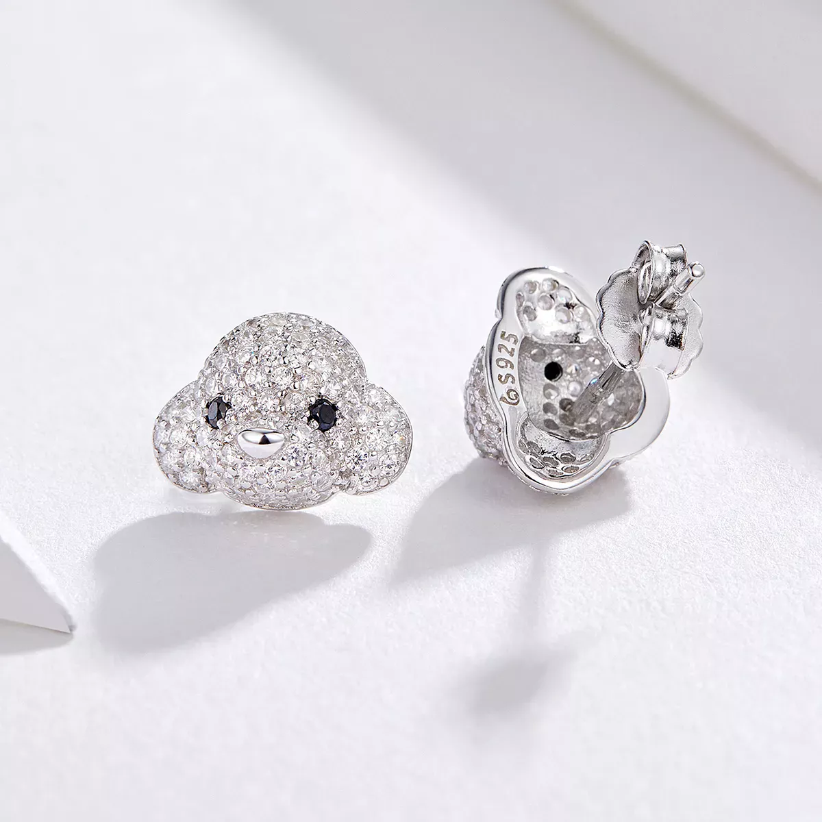 Pandora Style Poodle Stud Earrings - BSE098