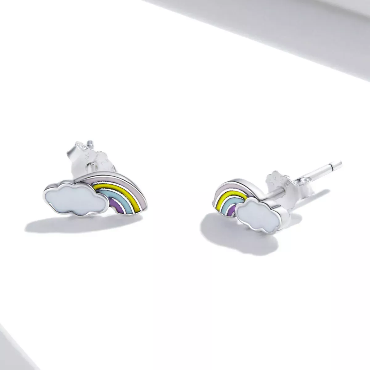 Pandora Style Rainbow Clouds Stud Earrings - SCE1274