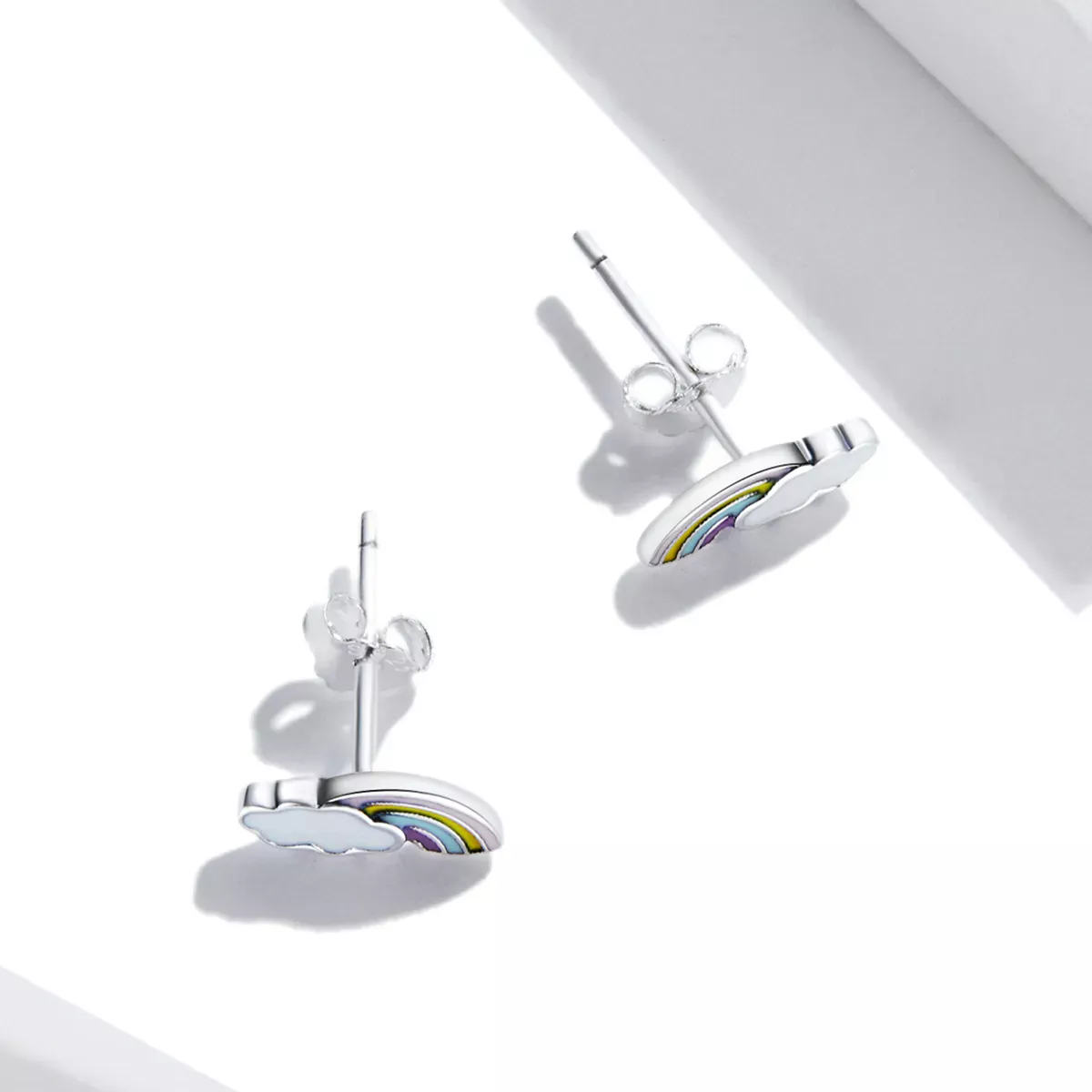 Pandora Style Rainbow Clouds Stud Earrings - SCE1274