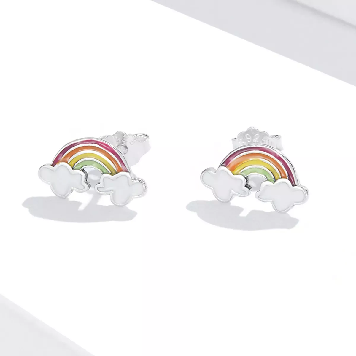 Pandora Style Rainbow Clouds Stud Earrings - SCE1339