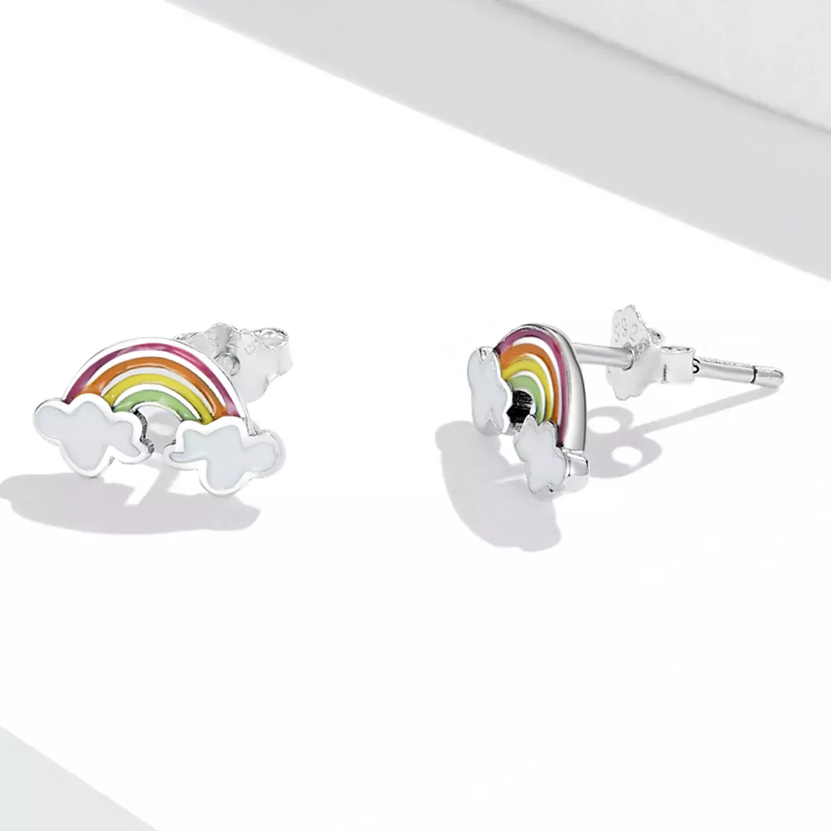 Pandora Style Rainbow Clouds Stud Earrings - SCE1339