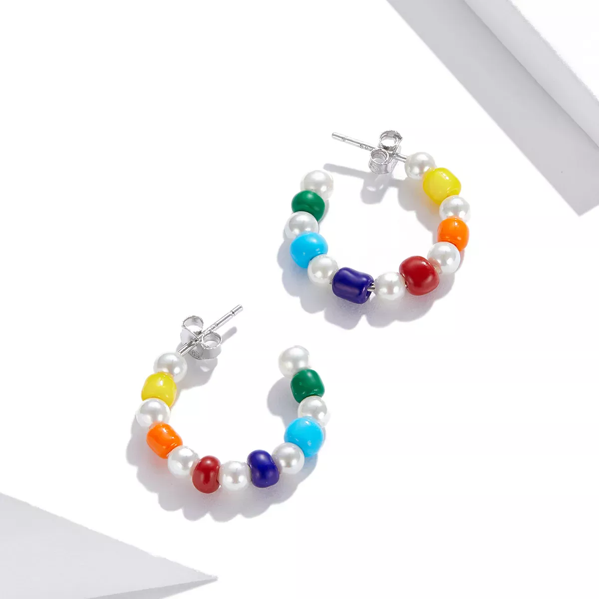Pandora Style Rainbow Shell Beads Stud Earrings - SCE1183