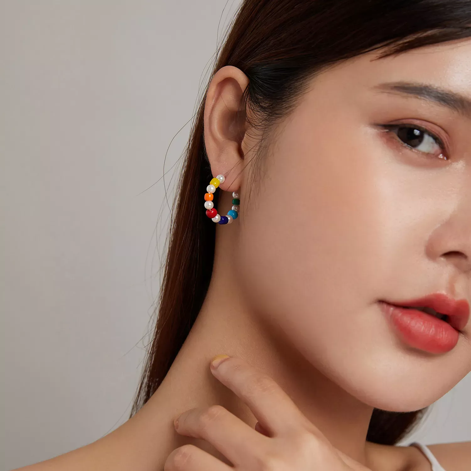 Pandora Style Rainbow Shell Beads Stud Earrings - SCE1183