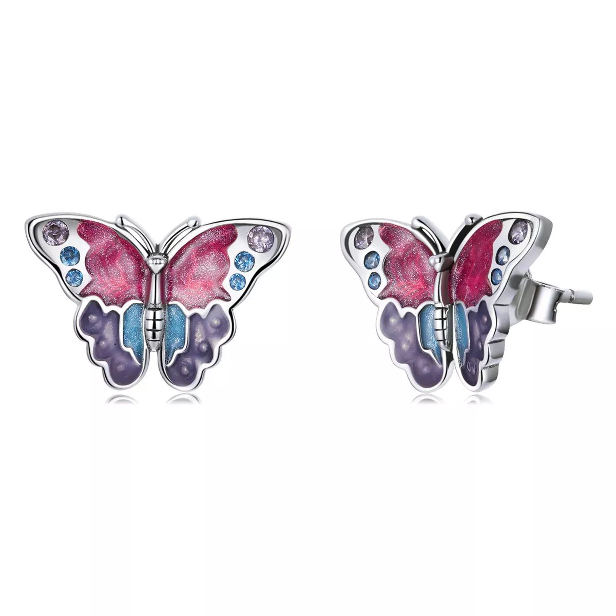 Pandora Style Retro Butterfly Stud Earrings - SCE1332