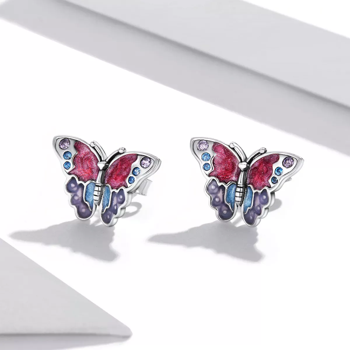 Pandora Style Retro Butterfly Stud Earrings - SCE1332