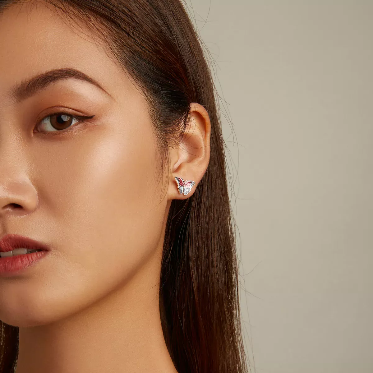 Pandora Style Retro Butterfly Stud Earrings - SCE1332
