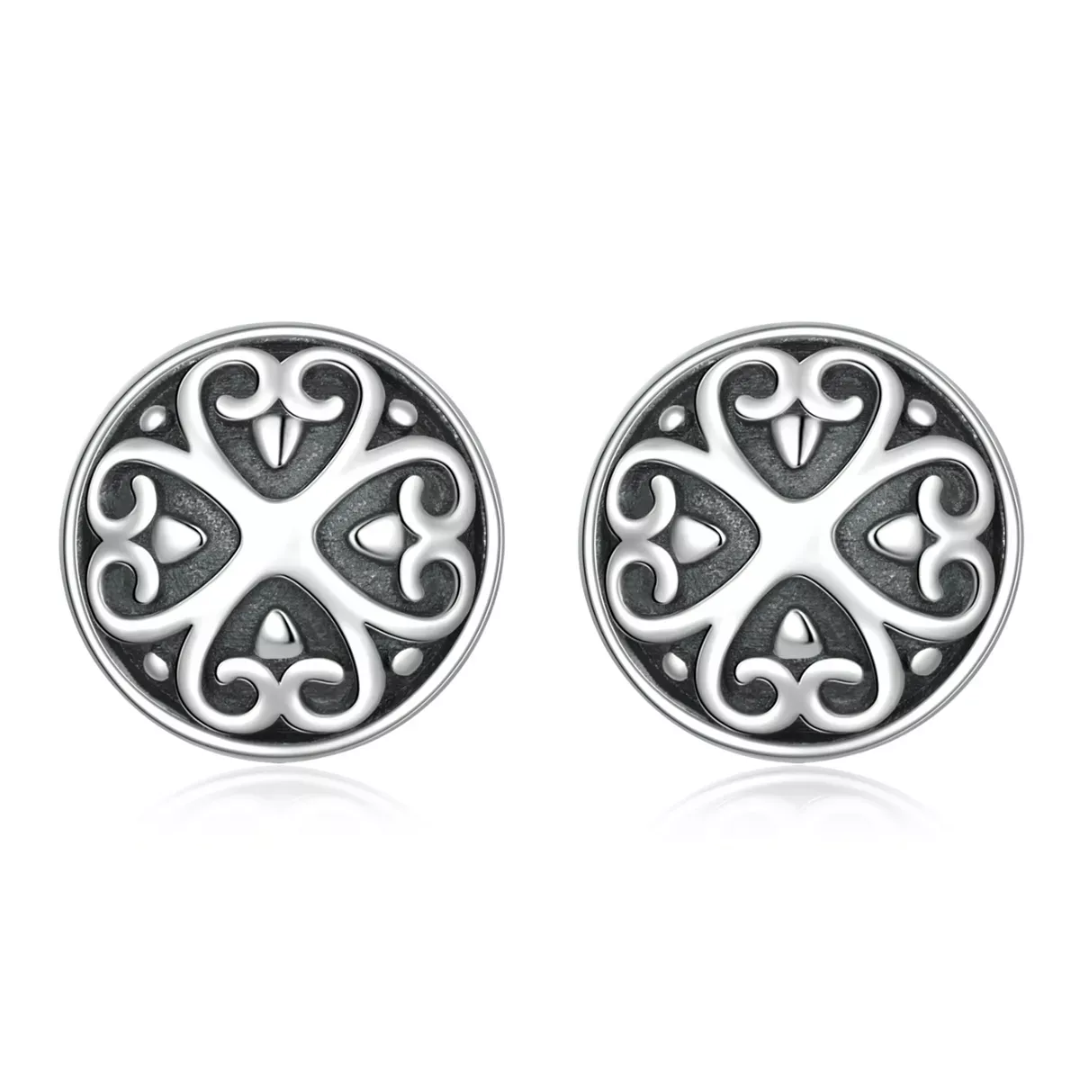 Pandora Style Retro Pattern Stud Earrings - SCE1396