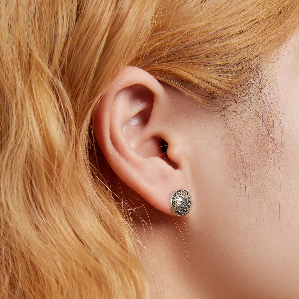 Pandora Style Retro Pattern Stud Earrings - SCE1396