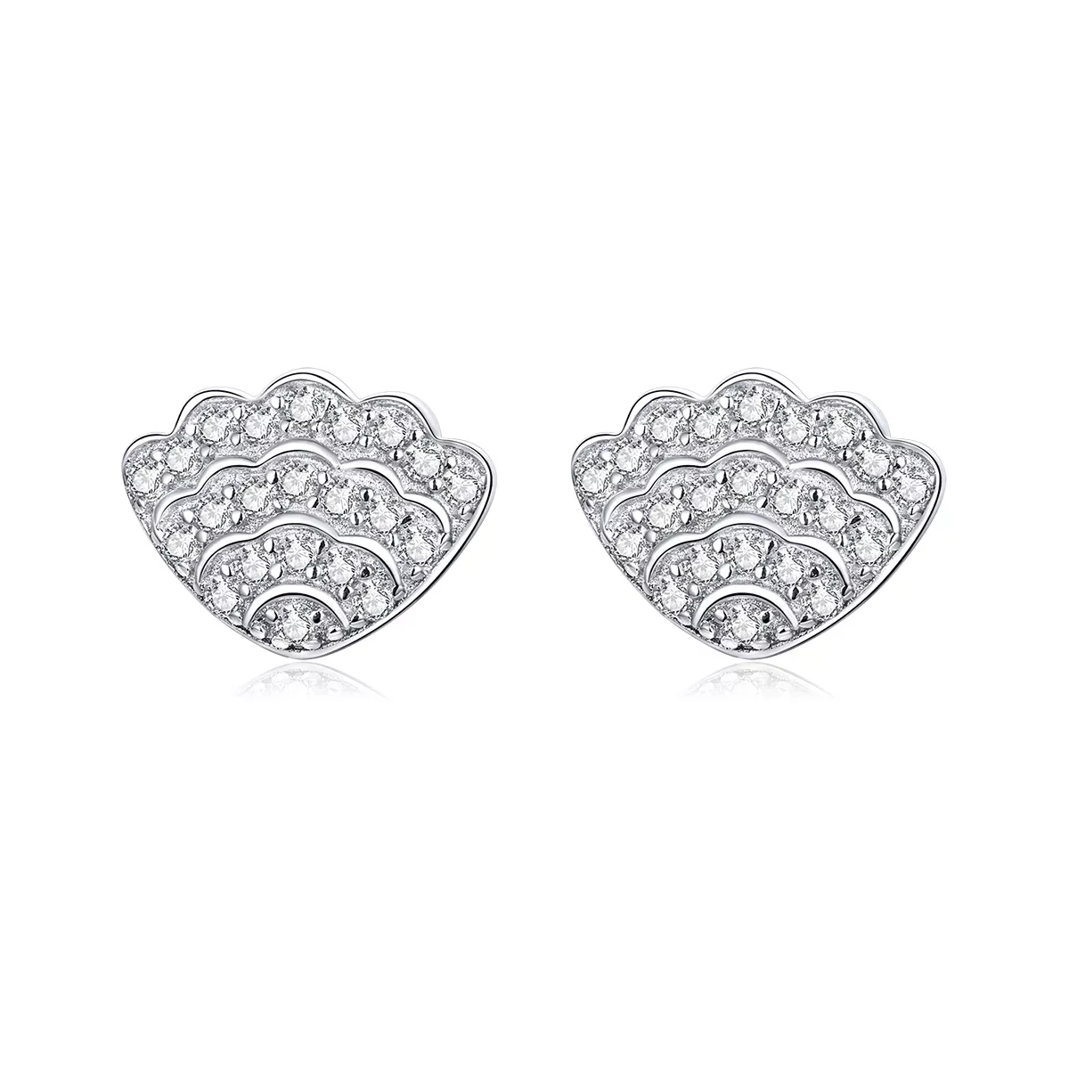 Pandora Style Romantic Shell Stud Earrings - BSE342