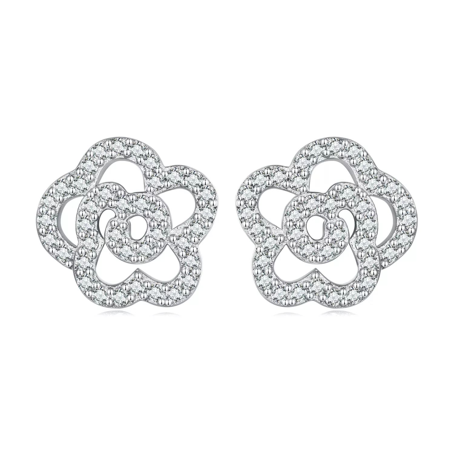 Pandora Style Roses Stud Earrings - BSE712