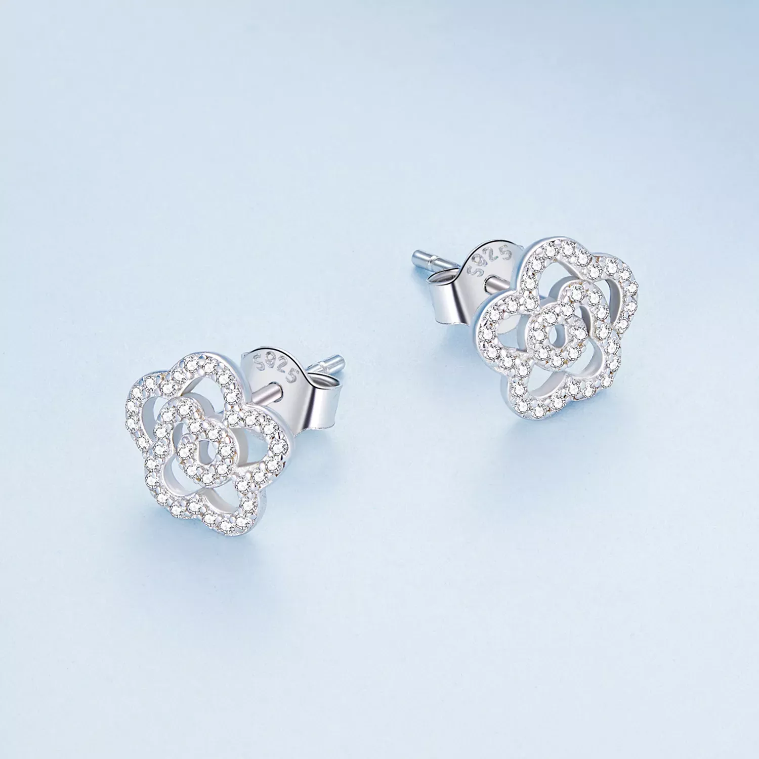 Pandora Style Roses Stud Earrings - BSE712