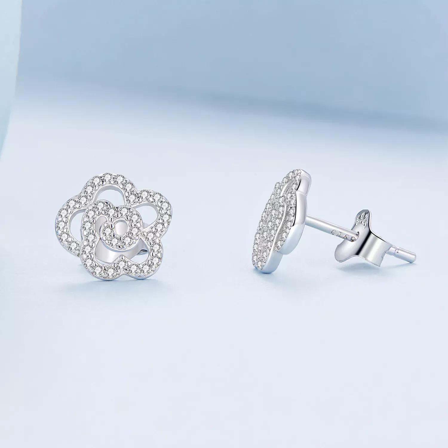 Pandora Style Roses Stud Earrings - BSE712