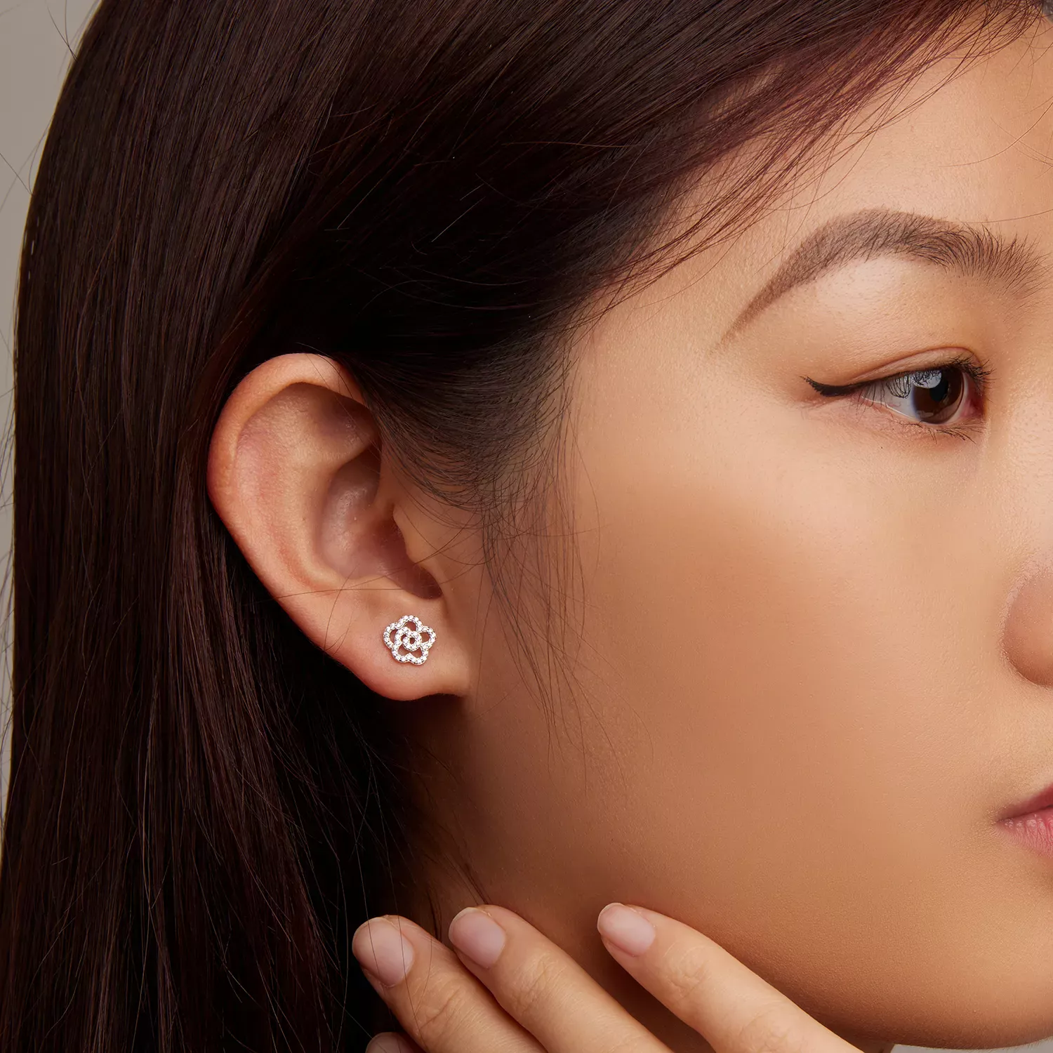 Pandora Style Roses Stud Earrings - BSE712