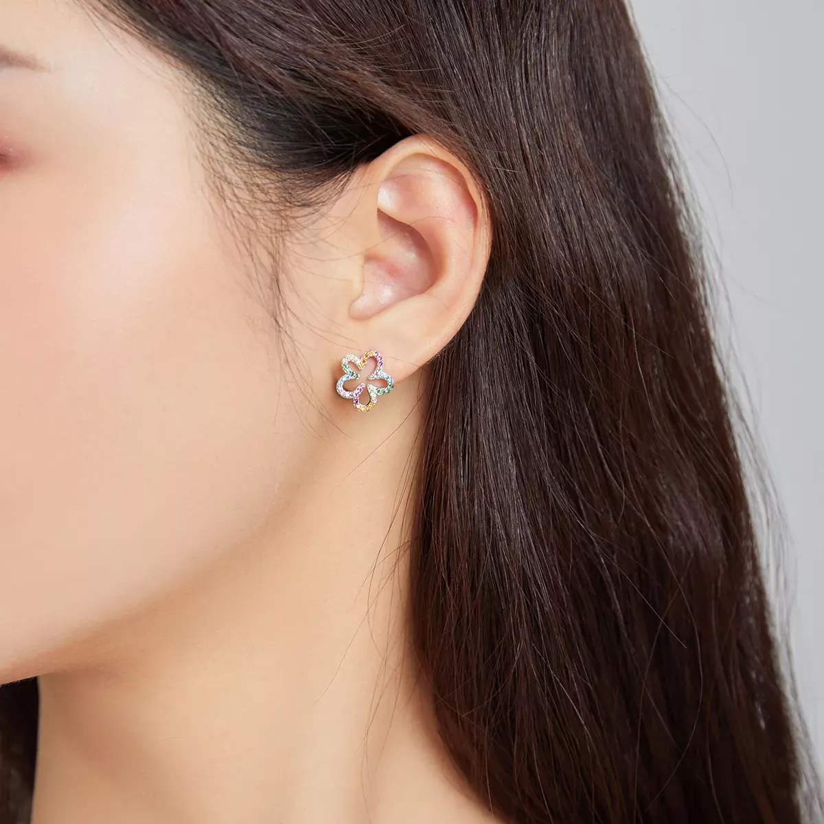 Pandora Style Seven-Colored Flowers Stud Earrings - BSE487