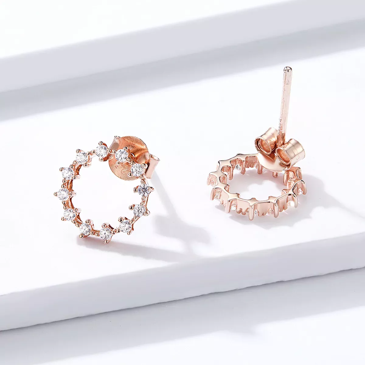 Pandora Style Shimmer Geometry Stud Earrings - BSE323