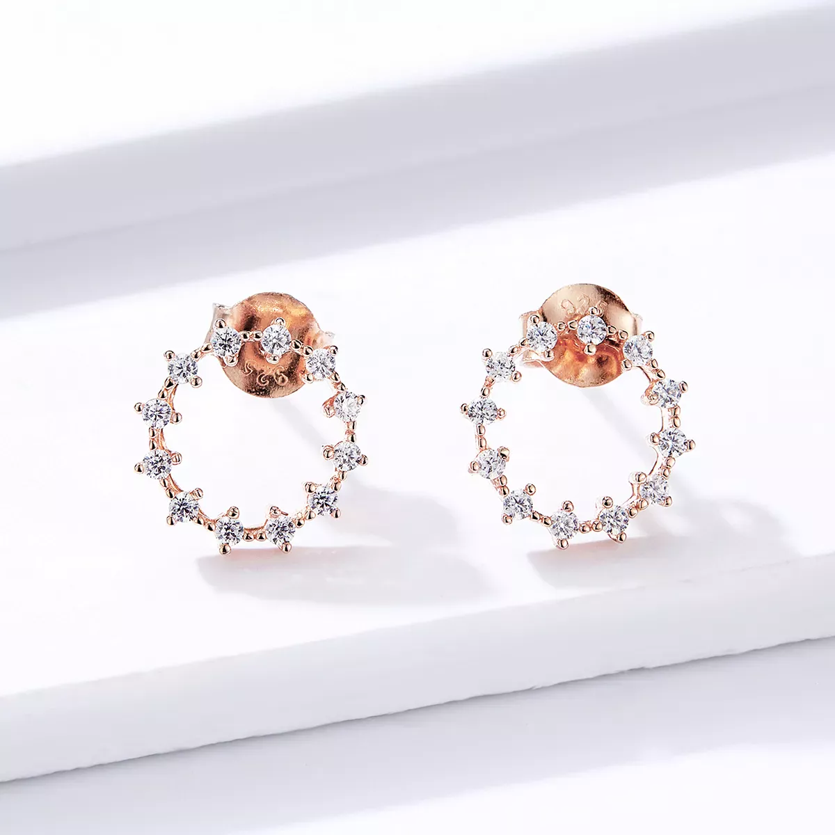 Pandora Style Shimmer Geometry Stud Earrings - BSE323