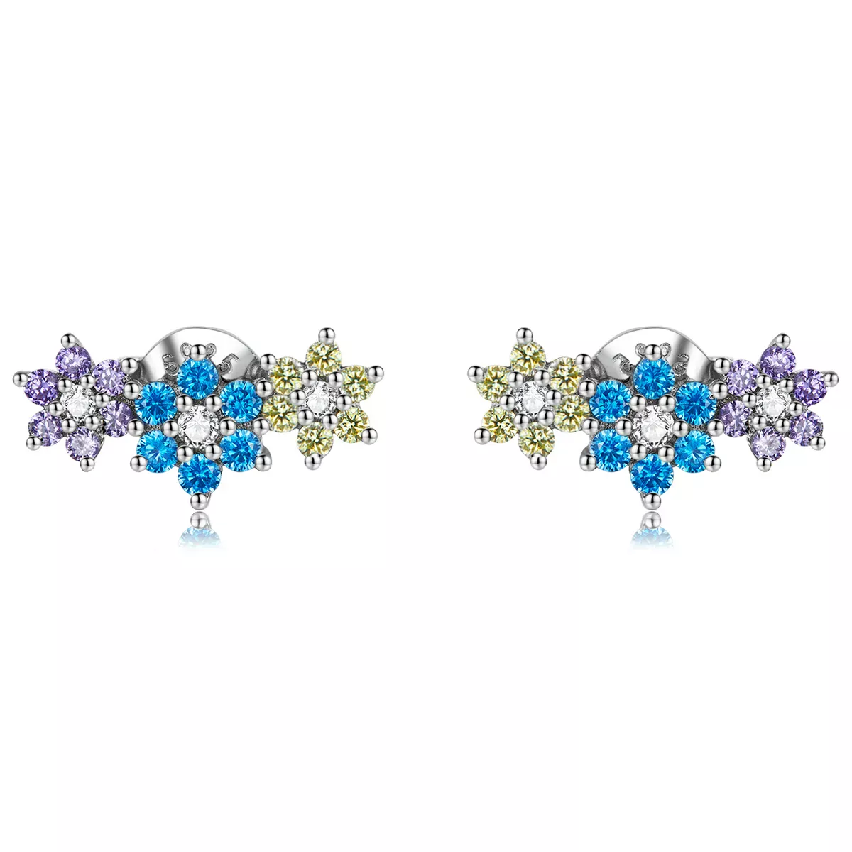 Pandora Style Shine Flowers Stud Earrings - BSE593