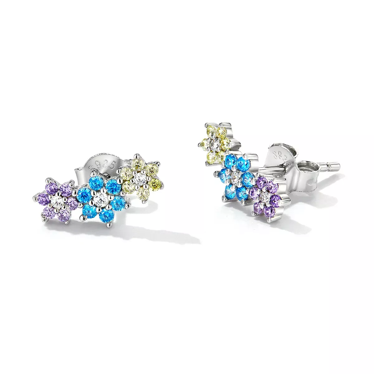 Pandora Style Shine Flowers Stud Earrings - BSE593