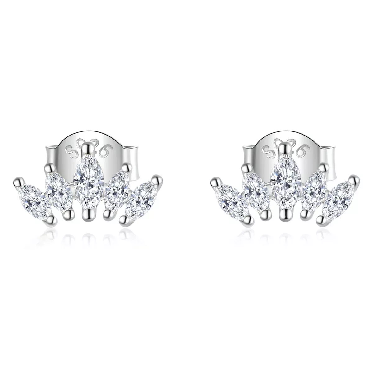 Pandora Style Shining Crown Stud Earrings - BSE521