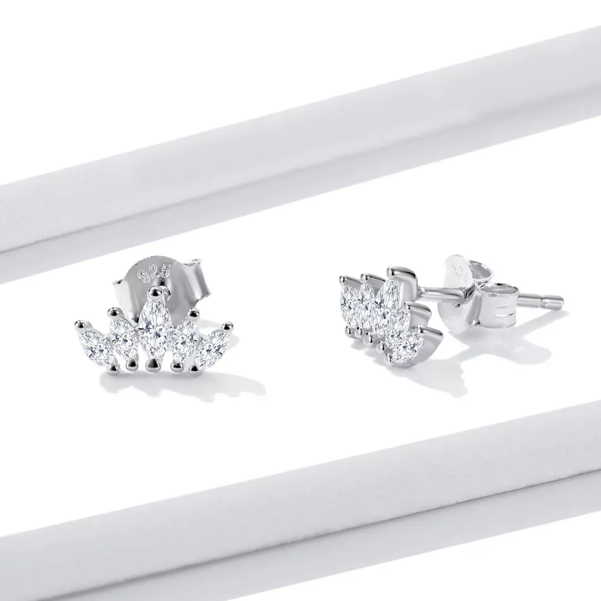 Pandora Style Shining Crown Stud Earrings - BSE521