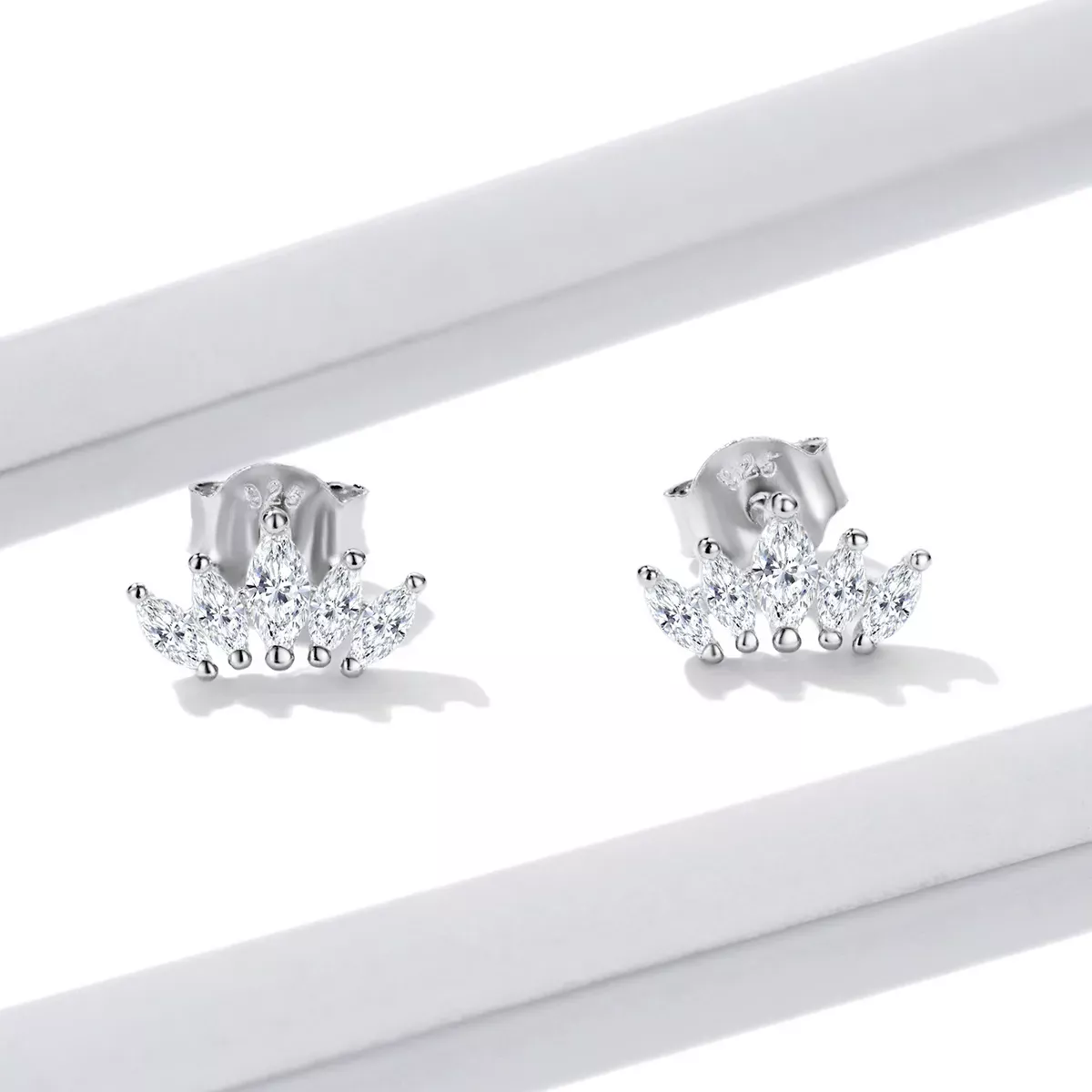 Pandora Style Shining Crown Stud Earrings - BSE521