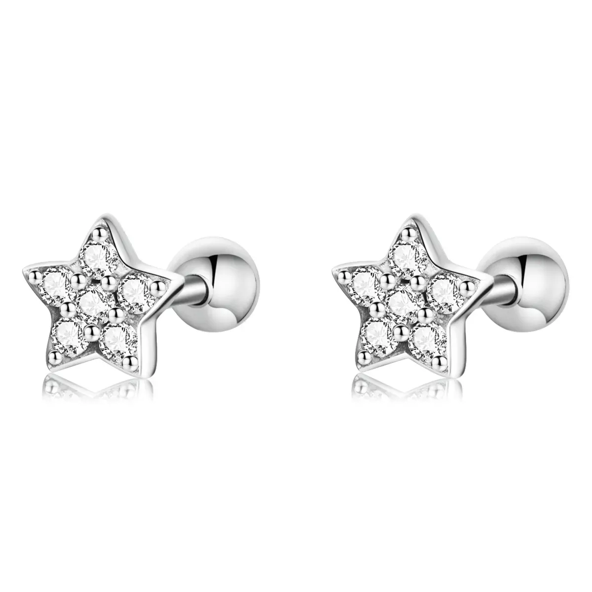 Pandora Style Shining Star Stud Earrings - SCE1297 Pandora Style Shining Star Stud Earrings - SCE1297