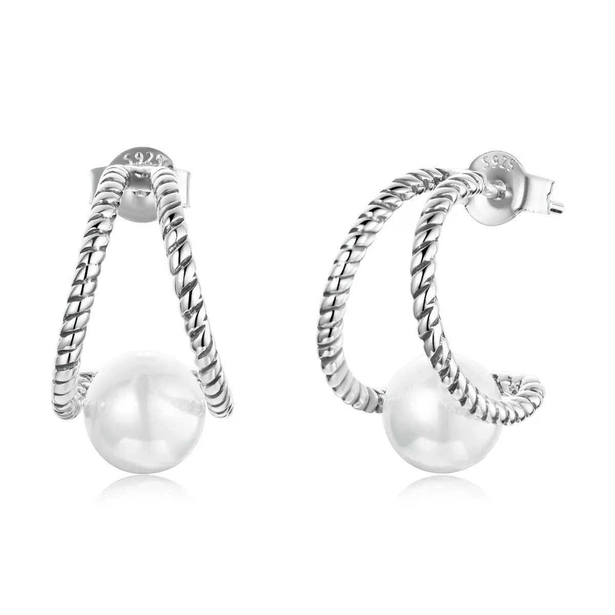 Pandora Style Simple Geometric Shell Beads Stud Earrings - BSE539