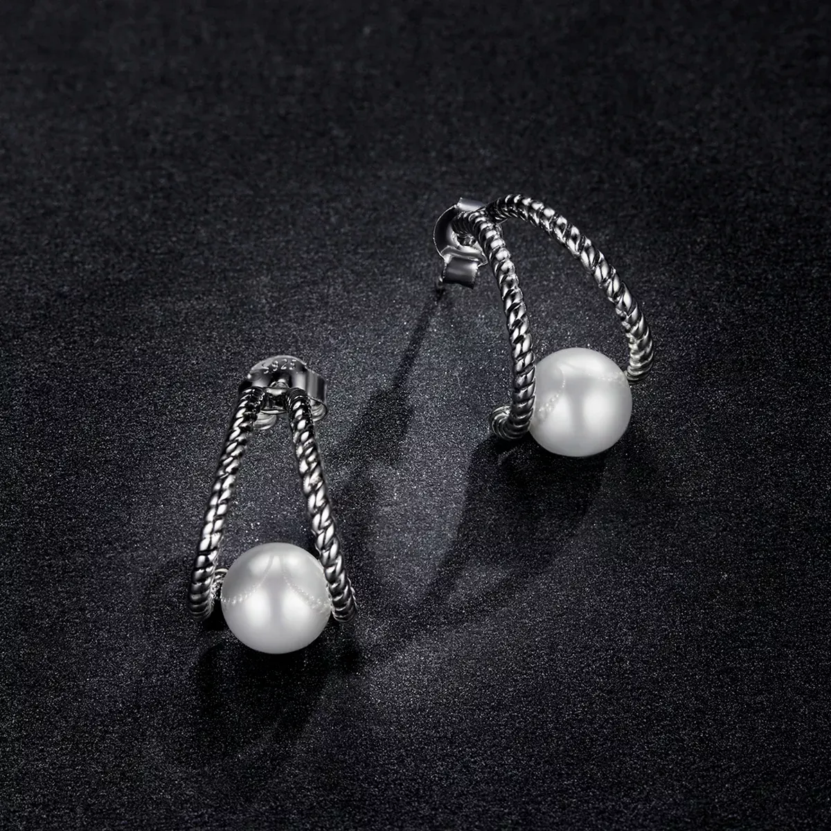 Pandora Style Simple Geometric Shell Beads Stud Earrings - BSE539