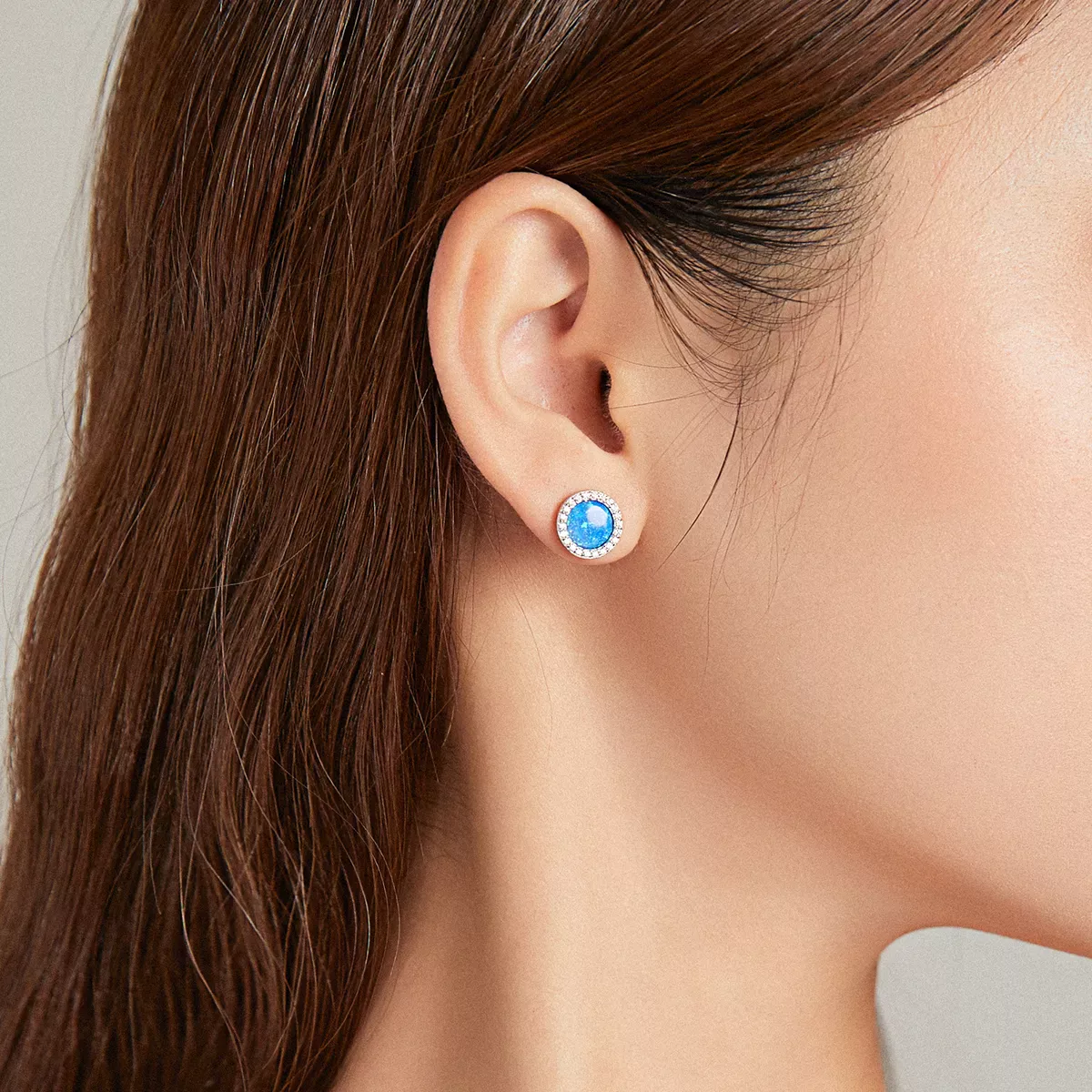Pandora Style Simple Opal Stud Earrings - BSE467