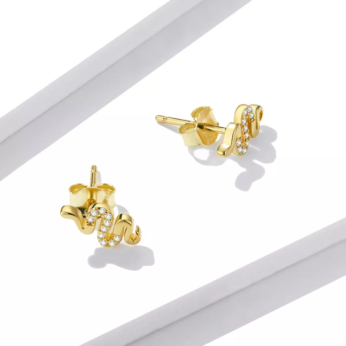 Pandora Style Spirit Snake Stud Earrings - BSE526