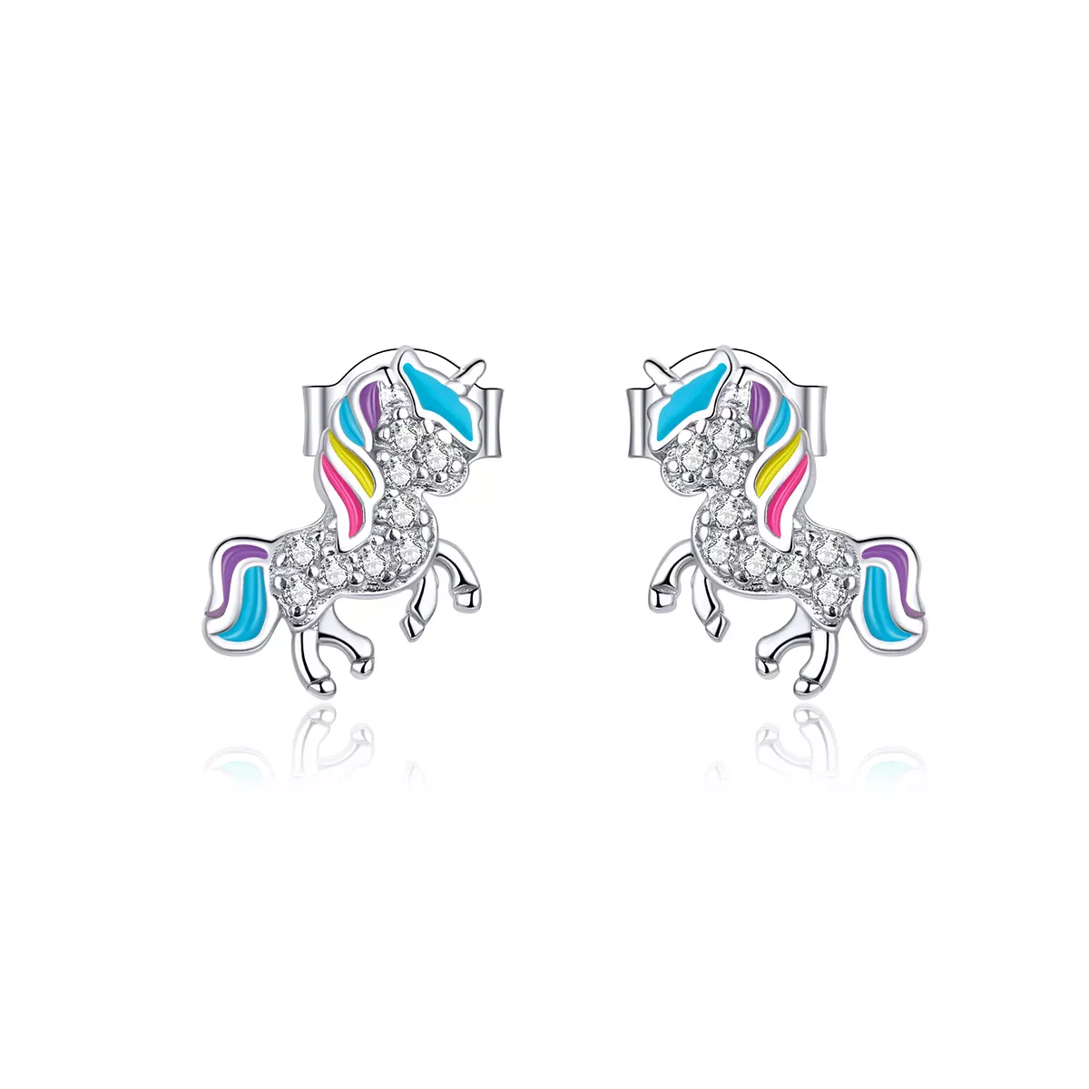Pandora Style Unicorn Stud Earrings - BSE352 Pandora Style Unicorn Stud Earrings - BSE352