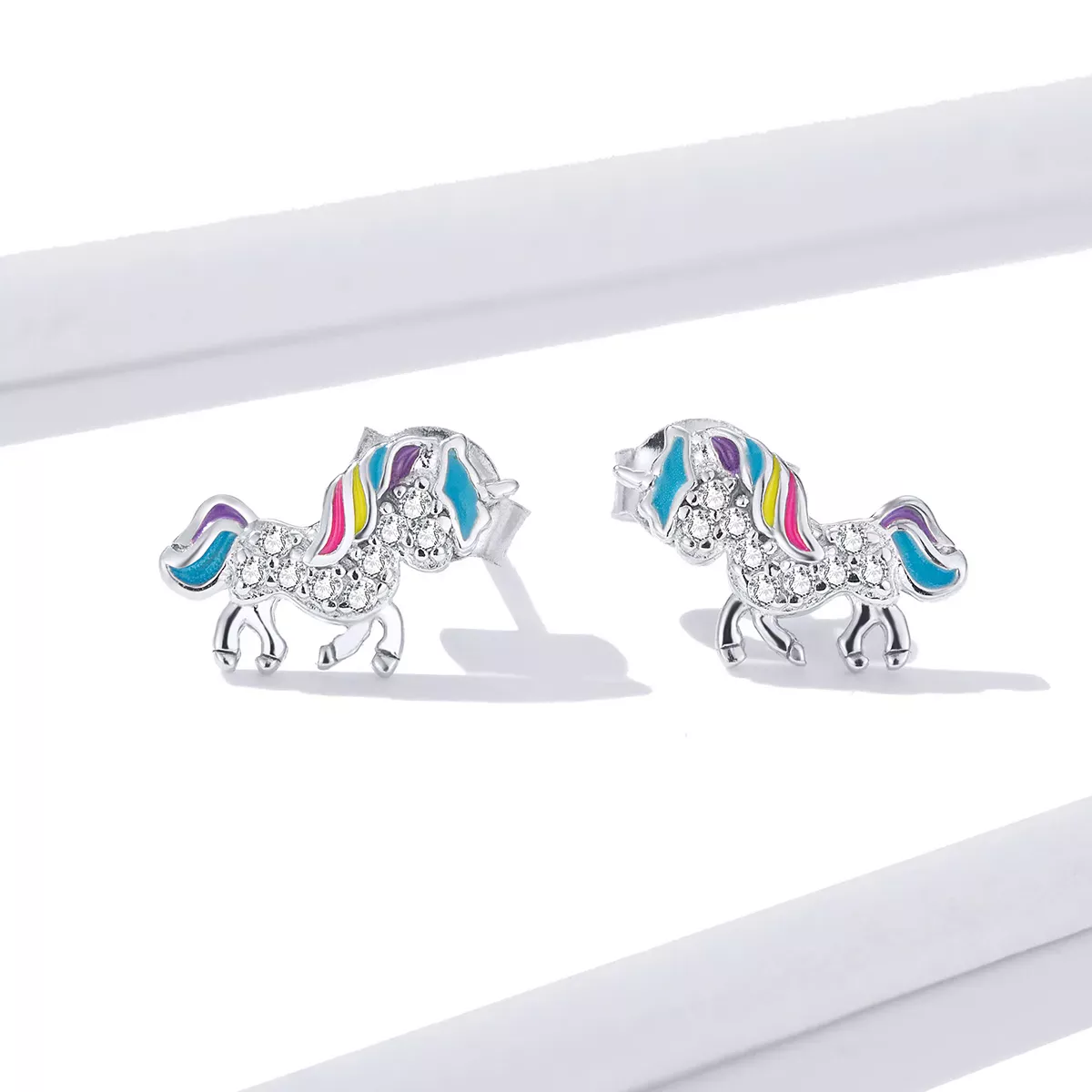 Pandora Style Unicorn Stud Earrings - BSE352