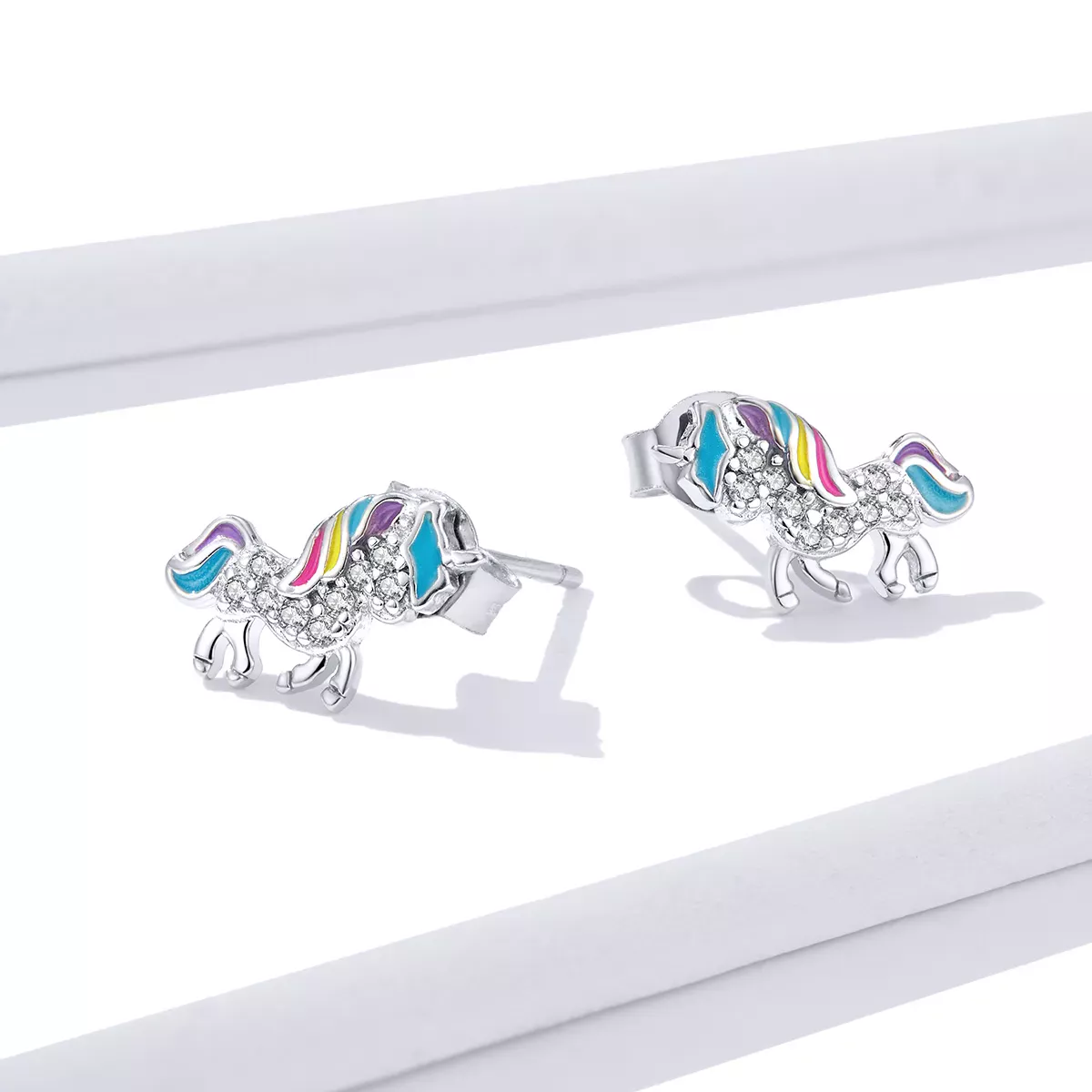 Pandora Style Unicorn Stud Earrings - BSE352