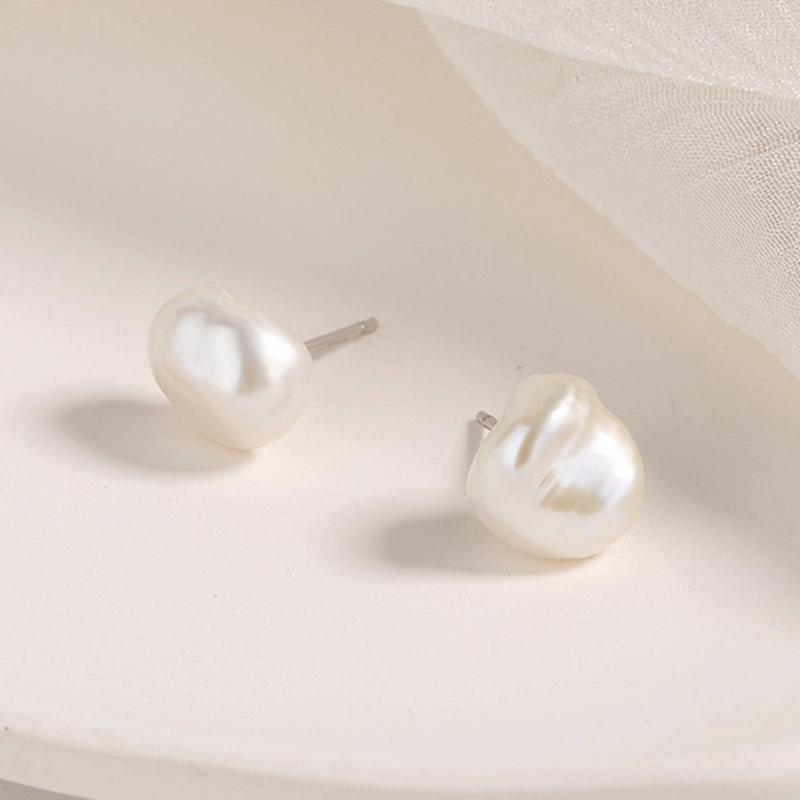 (imagem para) Pandora Style Baroque Pearl Stud Earrings - BSE604 - Visualizar 3