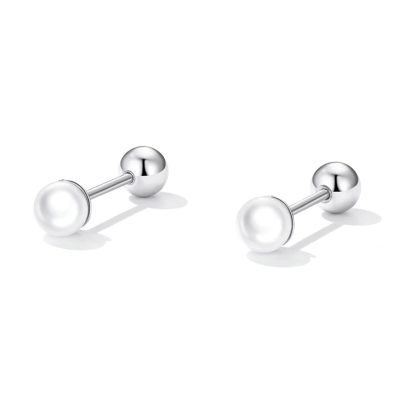 (imagem para) Pandora Style Pearl Stud Earrings - BSE630-AL - Visualizar 2