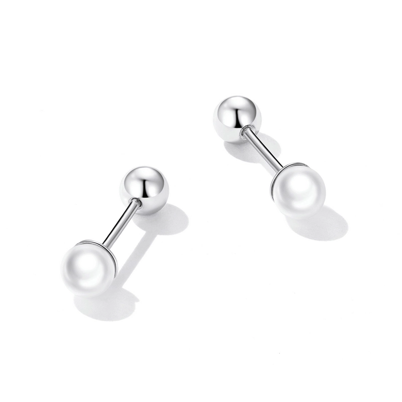 (imagem para) Pandora Style Pearl Stud Earrings - BSE630-AL - Visualizar 4