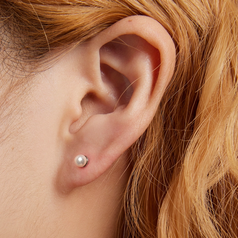 (imagem para) Pandora Style Pearl Stud Earrings - BSE630-AL - Visualizar 5