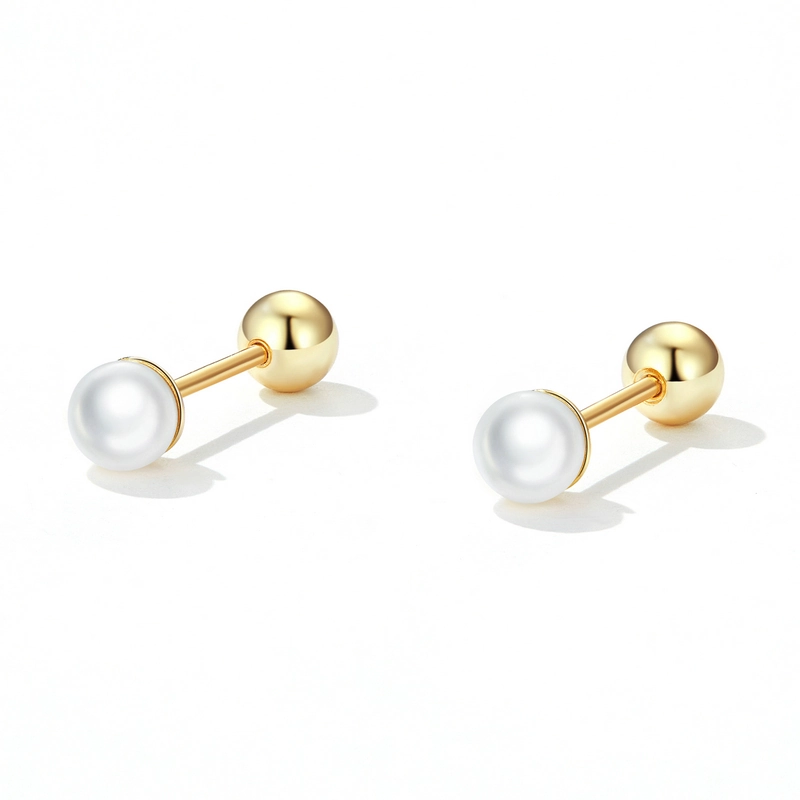 (imagem para) Pandora Style Pearl Stud Earrings - BSE630-BL - Visualizar 2