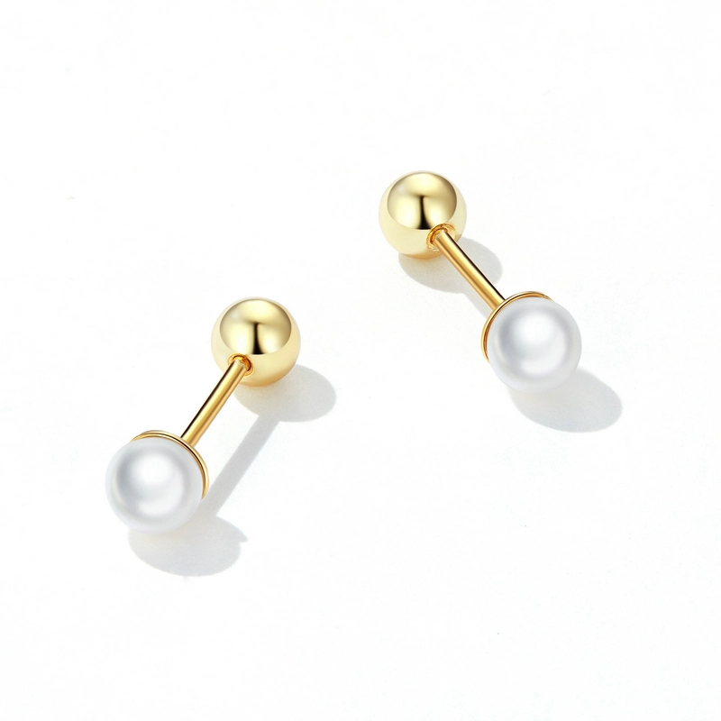 (imagem para) Pandora Style Pearl Stud Earrings - BSE630-BL - Visualizar 4