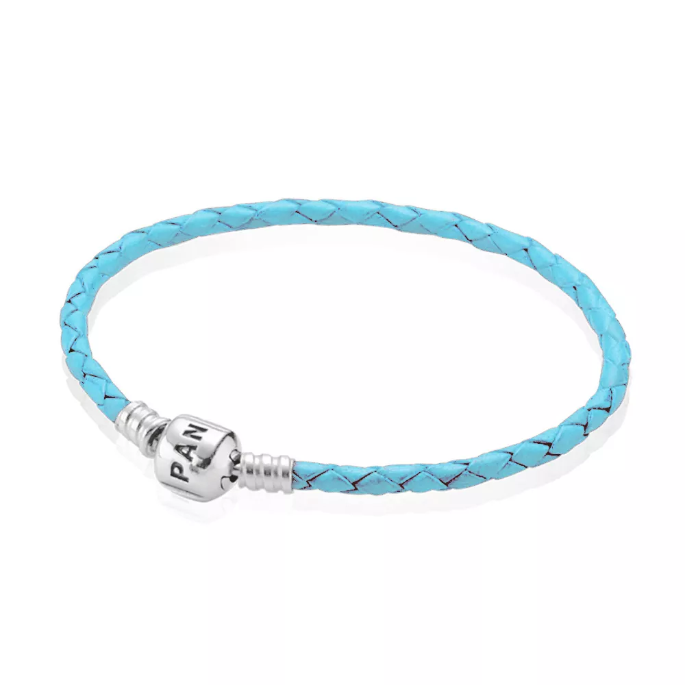 Bracelete PANDORA De Couro Azul claro Com O Fecho